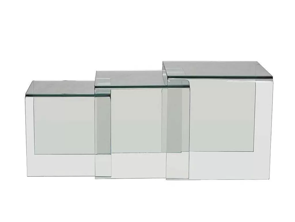 Mesa De Centro*Vente-unique Conjunto De 3 Mesas De Centro De Encaixar Minka - Vidro Temperado