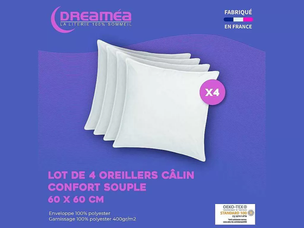 Almofada*DREAMEA Conjunto De 4 Almofadas Calin 60 X 60 Cm 400 G Branco - Torivia