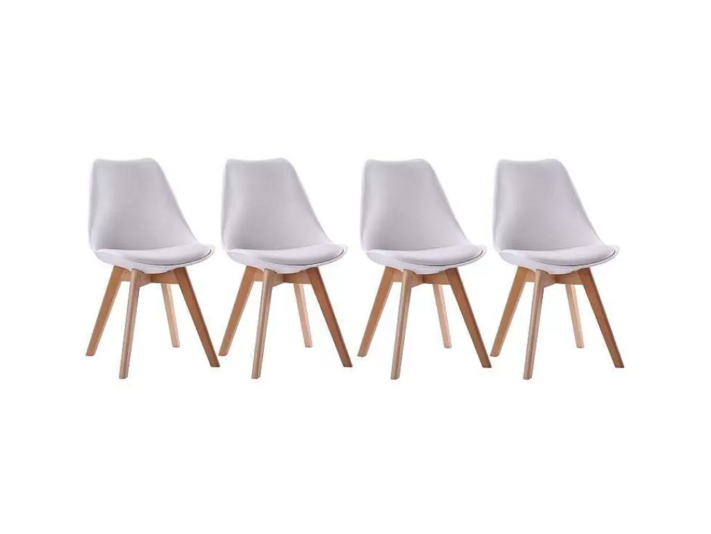 Cadeira*Happy Garden Conjunto De 4 Cadeiras Escandinavas Brancas Nora Com Almofada