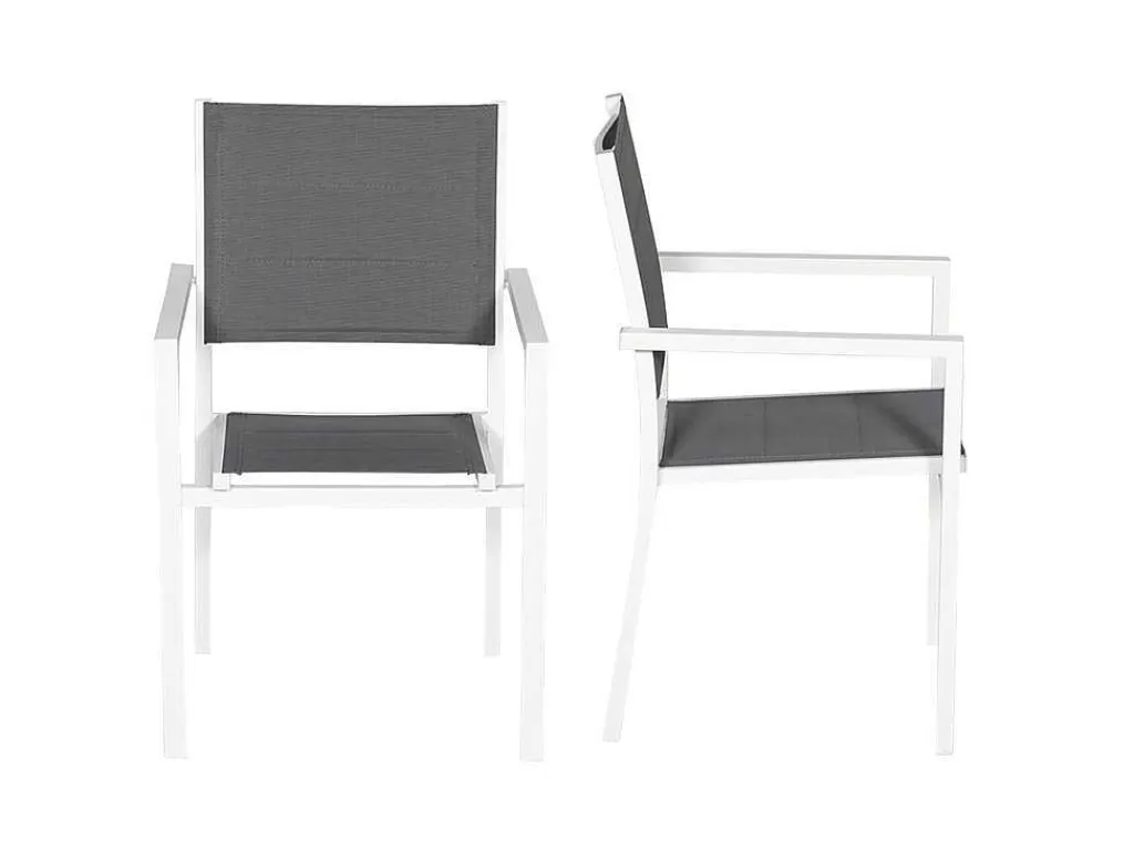 Conjunto Mesa E Cadeiras De Jardim*Happy Garden Conjunto De 4 Cadeiras Estofadas Em Aluminio Branco - Têxtileno Cinzento