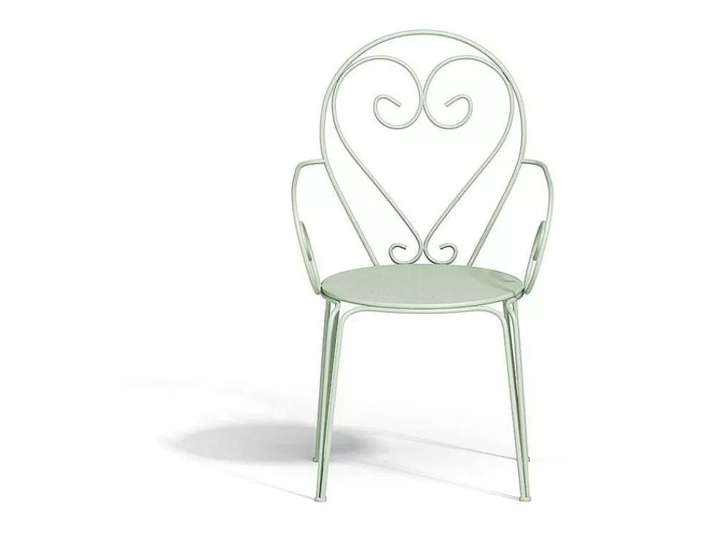 Conjunto Mesa E Cadeiras De Jardim*MYLIA Conjunto De 4 Cadeiroes De Jardim Empilhaveis Em Metal Estilo Ferro Forjado Cor Verde Amendoa - Guermantes