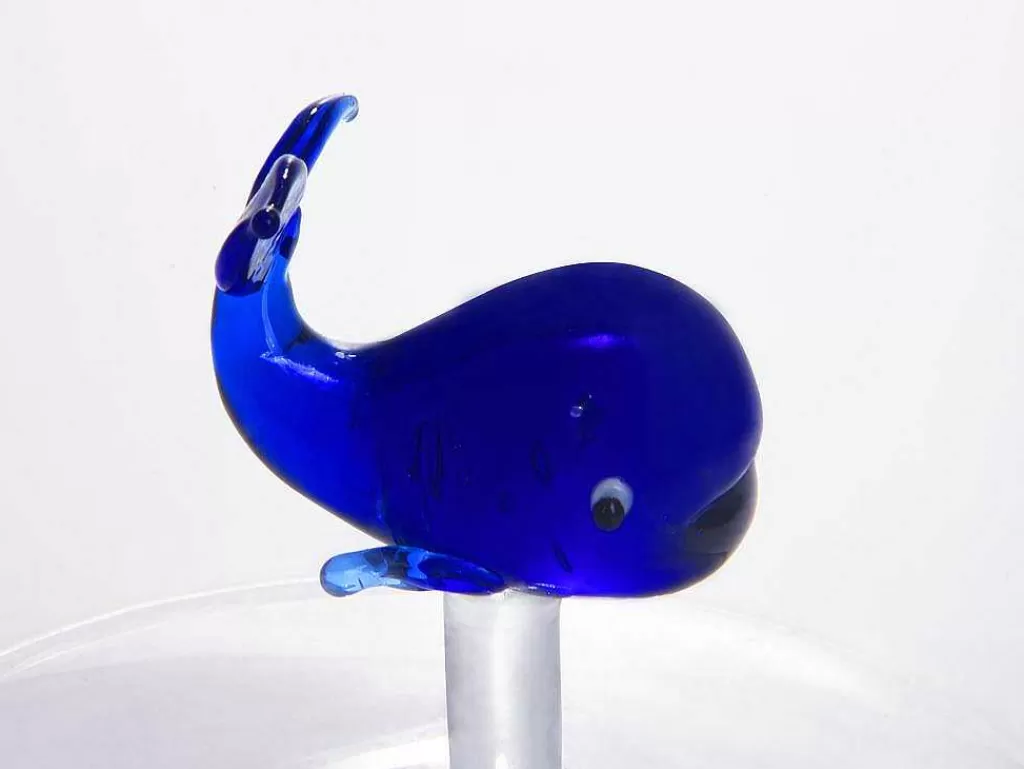 Louça E Utensílios De Cozinha*OZAIA Conjunto De 4 Copos Com Animais, Baleias E Cavalos-Marinhos, Transparente E Azul D.7,5 X A.9,5 Cm - Parasa