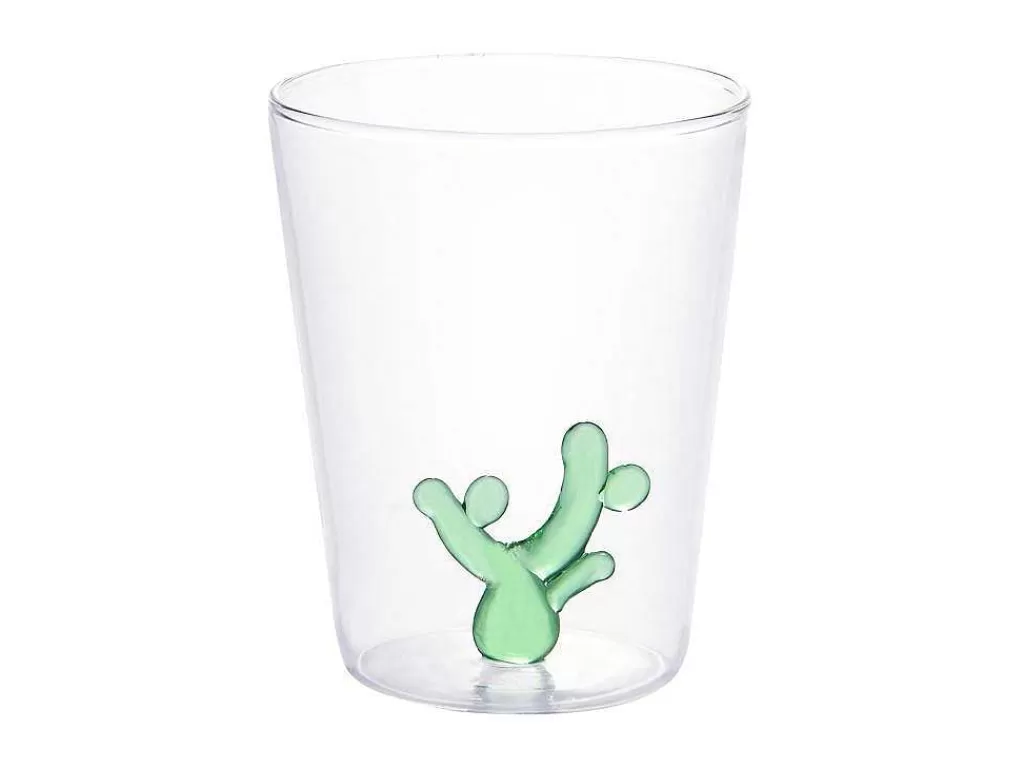 Louça E Utensílios De Cozinha*OZAIA Conjunto De 4 Copos Com Cactos Transparente E Verde D.8 X A.10 Cm - Puntia