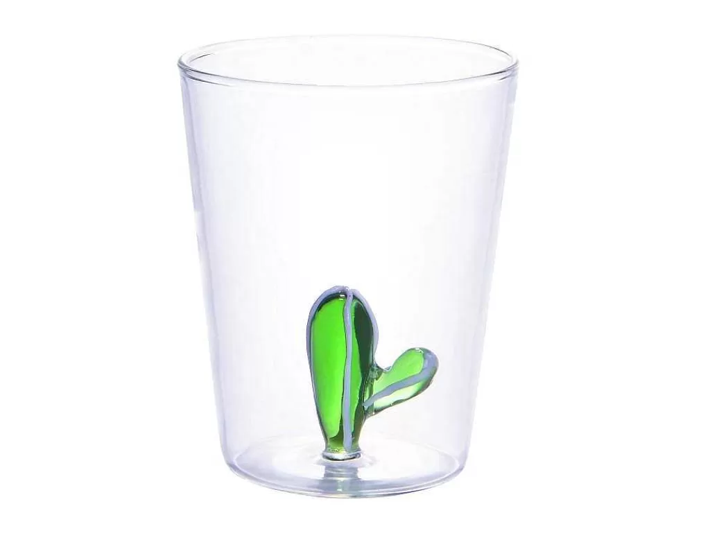 Louça E Utensílios De Cozinha*OZAIA Conjunto De 4 Copos Com Cactos Transparente E Verde D.8 X A.10 Cm - Puntia