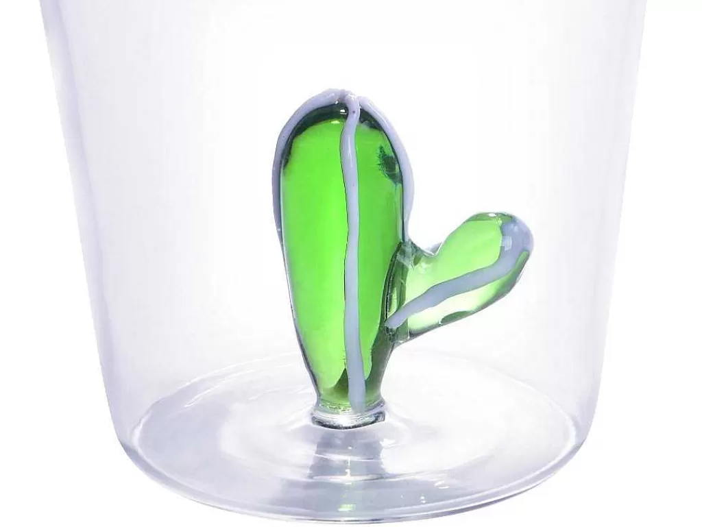 Louça E Utensílios De Cozinha*OZAIA Conjunto De 4 Copos Com Cactos Transparente E Verde D.8 X A.10 Cm - Puntia