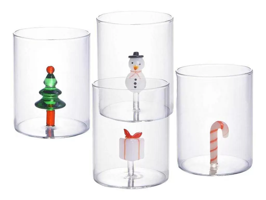 Louça E Utensílios De Cozinha*OZAIA Conjunto De 4 Copos Com Motivos De Natal D.7,5 X A.9,5 Cm - Scopa