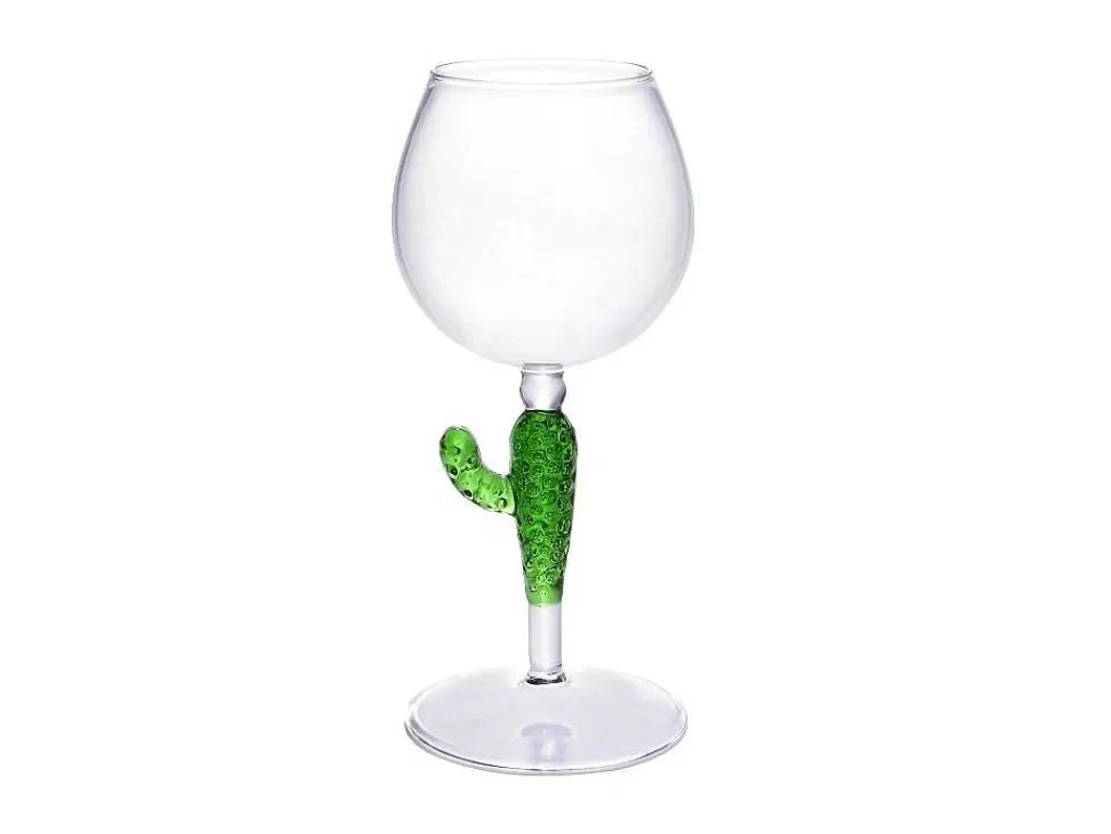 Louça E Utensílios De Cozinha*OZAIA Conjunto De 4 Copos De Vinho Com Pés Cacto Transparente E Verde D8,5 X A19,5 Cm - Gellif
