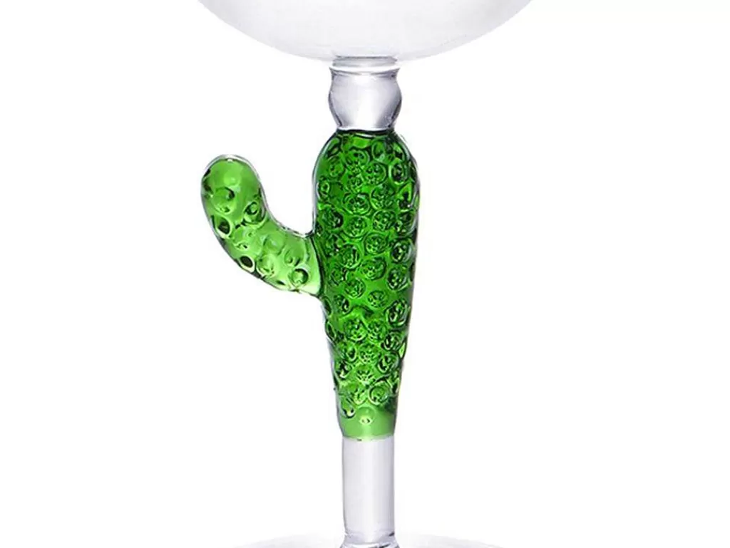 Louça E Utensílios De Cozinha*OZAIA Conjunto De 4 Copos De Vinho Com Pés Cacto Transparente E Verde D8,5 X A19,5 Cm - Gellif