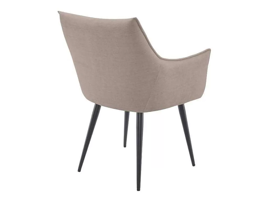 Promoções Sala*Vente-unique Conjunto De 6 Cadeiras Com Apoio De Bracos Tecido E Metal Preto, Cor Bege - Odilona