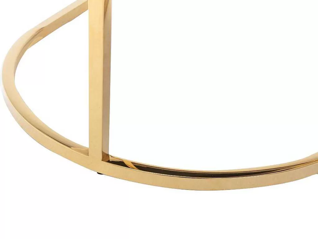 Cadeira*PASCAL MORABITO Conjunto De 6 Cadeiras Com Apoios De Bracos Tecido Boucle E Aco Inoxidavel Branco E Dourado - Peria De