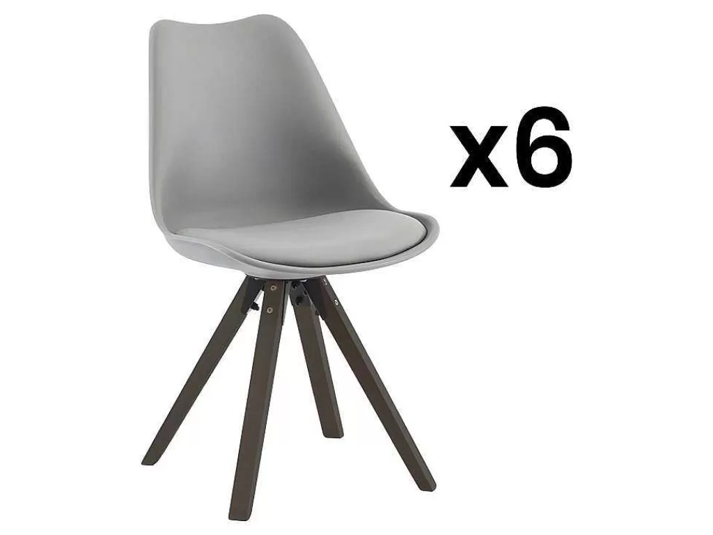 Promoções Sala*Vente-unique Conjunto De 6 Cadeiras Em Polipropileno E Faia Cinzento E Natural Escuro - Serani