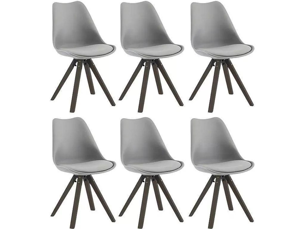 Promoções Sala*Vente-unique Conjunto De 6 Cadeiras Em Polipropileno E Faia Cinzento E Natural Escuro - Serani