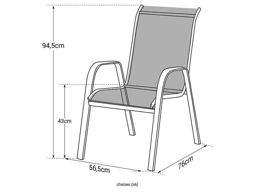 Conjunto Mesa E Cadeiras De Jardim*Happy Garden Conjunto De 6 Cadeiras Marbella Em Taupe Têxtilene - Aluminio Branco