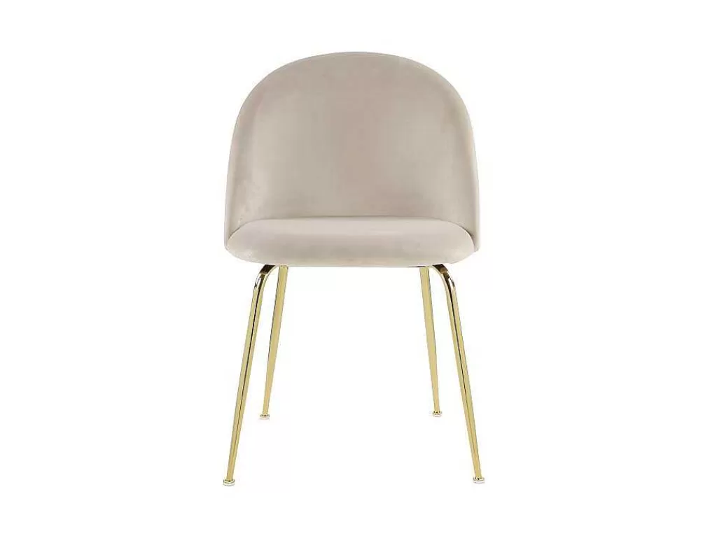 Cadeira*Vente-unique Conjunto De 6 Cadeiras Melbourne - Veludo E Metal Dourado - Bege