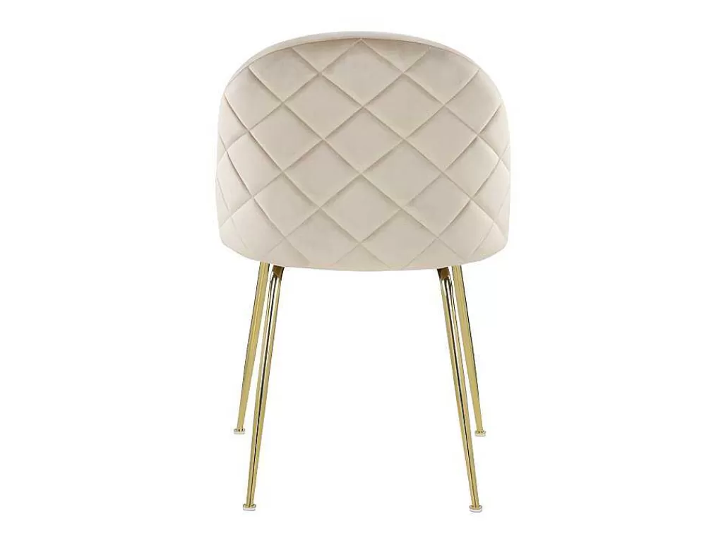 Cadeira*Vente-unique Conjunto De 6 Cadeiras Melbourne - Veludo E Metal Dourado - Bege