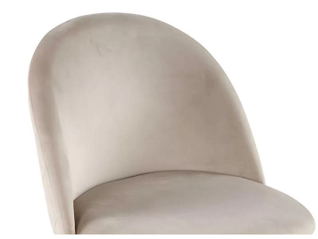 Cadeira*Vente-unique Conjunto De 6 Cadeiras Melbourne - Veludo E Metal Dourado - Bege