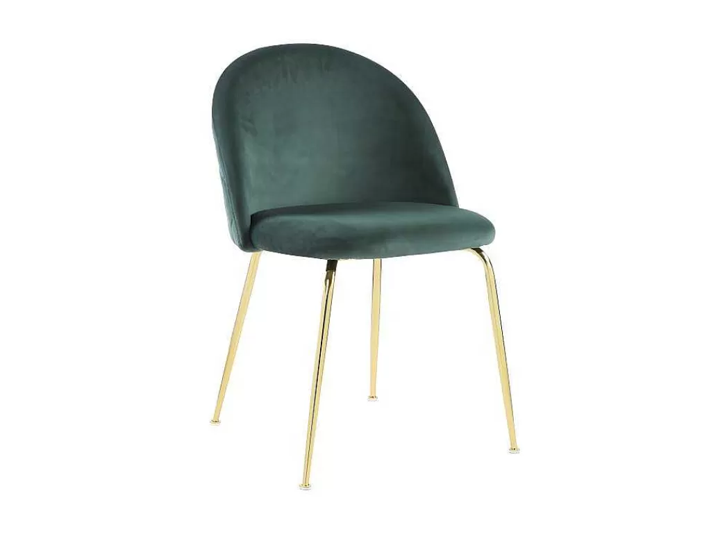Promoções Sala*Vente-unique Conjunto De 6 Cadeiras Melbourne - Veludo E Metal Dourado - Verde