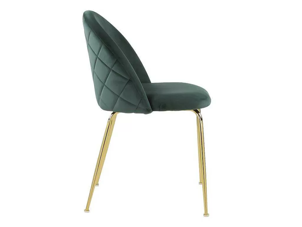 Promoções Sala*Vente-unique Conjunto De 6 Cadeiras Melbourne - Veludo E Metal Dourado - Verde