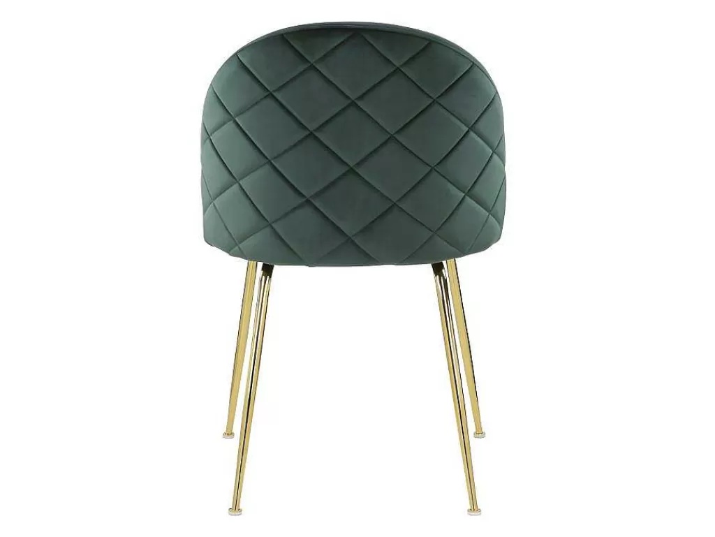 Promoções Sala*Vente-unique Conjunto De 6 Cadeiras Melbourne - Veludo E Metal Dourado - Verde