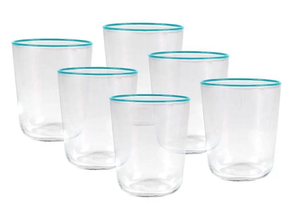 Louça E Utensílios De Cozinha*OZAIA Conjunto De 6 Copos De Agua Com Borda Azul 31,5 Cl - D. 8 X A. 9,5 Cm - Azuran