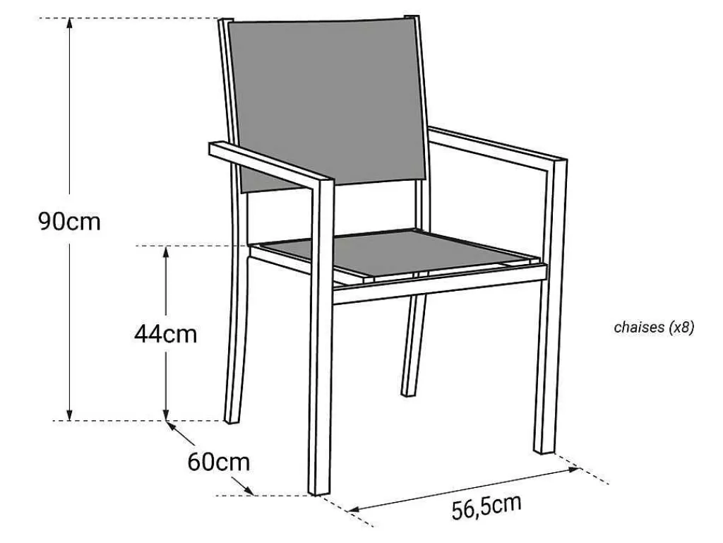 Conjunto Mesa E Cadeiras De Jardim*Happy Garden Conjunto De 8 Cadeiras De Aluminio Em Tons - Têxtilene Taupe