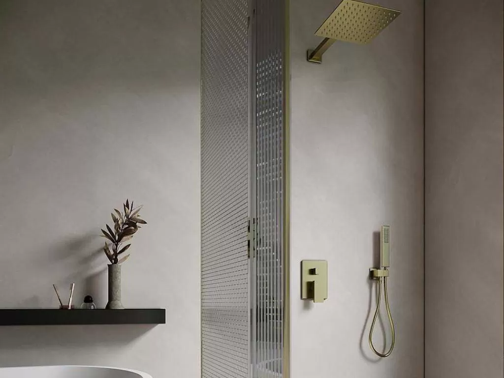Coluna De Duche*Shower & Design Conjunto De Duche Encastravel Com Torneira Misturadora Mecanica Dourado Acabamento Acetinado - Tocantis