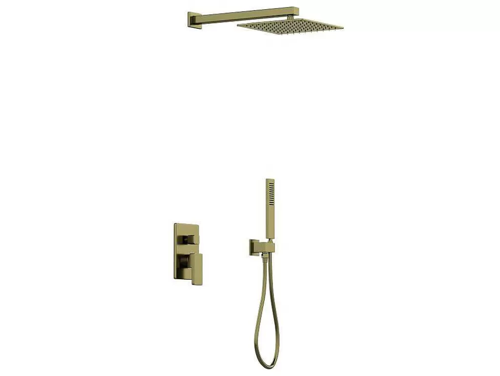 Coluna De Duche*Shower & Design Conjunto De Duche Encastravel Com Torneira Misturadora Mecanica Dourado Acabamento Acetinado - Tocantis