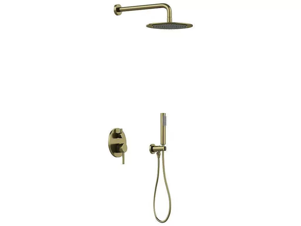 Promoções Casa De Banho & Bem-Estar*Shower & Design Conjunto De Duche Encastravel Com Torneira Misturadora Mecanica Dourado Acabamento Escovado - Tamise