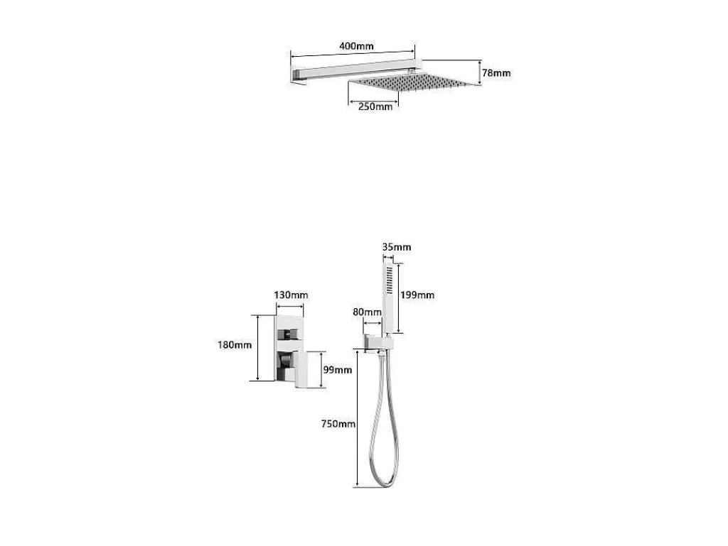Coluna De Duche*Shower & Design Conjunto De Duche Encastravel Com Torneira Misturadora Mecanica Preto Mate - Tocantis