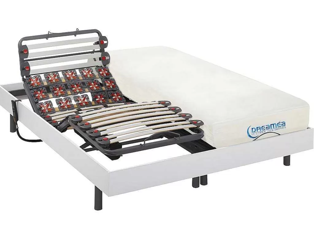 Cama Articulada*DREAMEA Conjunto De Estrados Articulados De Ripas E Discos De Molas Com Memória De Forma Dionysos De - Motores Okin - Branco - 2X80X200 Cm