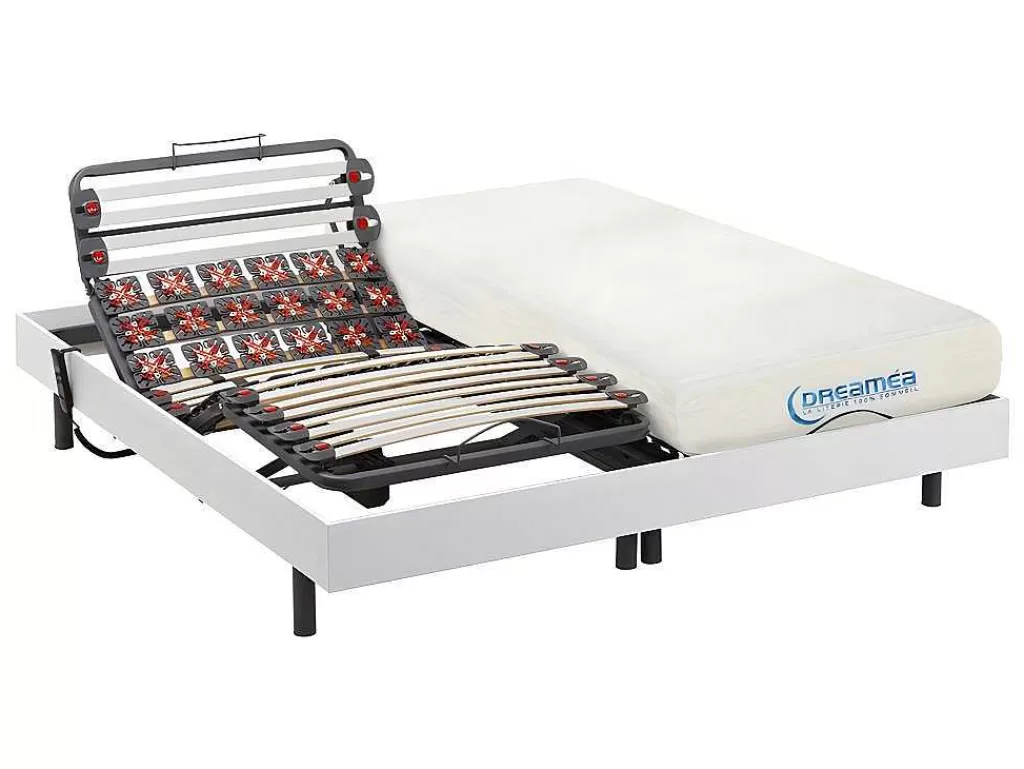 Cama Articulada*DREAMEA Conjunto De Estrados Articulados De Ripas E Discos De Molas Com Memória De Forma Dionysos De - Motores Okin - Branco - 2X90X200 Cm
