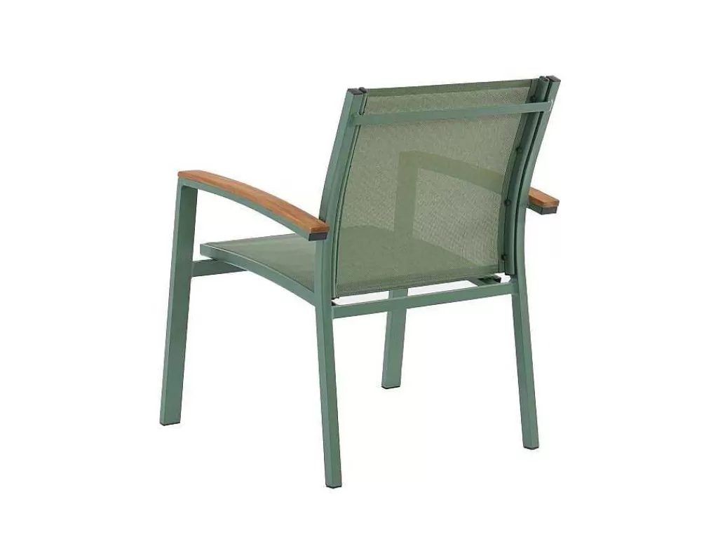 Conjunto Mesa E Cadeiras De Jardim*MYLIA Conjunto De Jantar De Jardim Em Aluminio, Uma Mesa Extensivel 180/240 Cm E 8 Cadeiroes Empilhaveis Com Apoios De Braco Em Acacia Verde-Amendoa - Nauru
