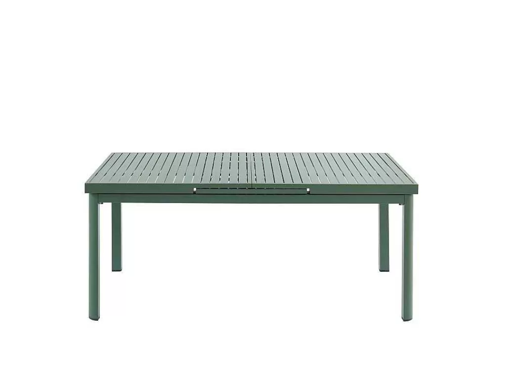 Conjunto Mesa E Cadeiras De Jardim*MYLIA Conjunto De Jantar De Jardim Em Aluminio, Uma Mesa Extensivel 180/240 Cm E 8 Cadeiroes Empilhaveis Com Apoios De Braco Em Acacia Verde-Amendoa - Nauru