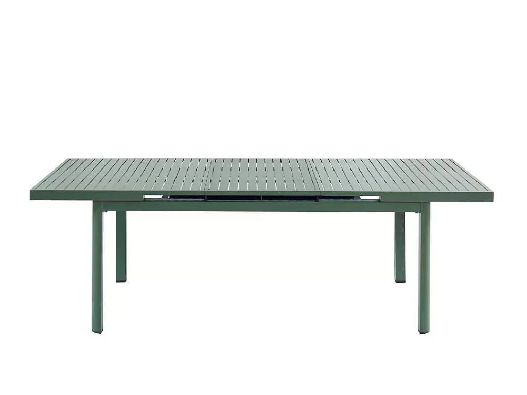 Conjunto Mesa E Cadeiras De Jardim*MYLIA Conjunto De Jantar De Jardim Em Aluminio, Uma Mesa Extensivel 180/240 Cm E 8 Cadeiroes Empilhaveis Com Apoios De Braco Em Acacia Verde-Amendoa - Nauru