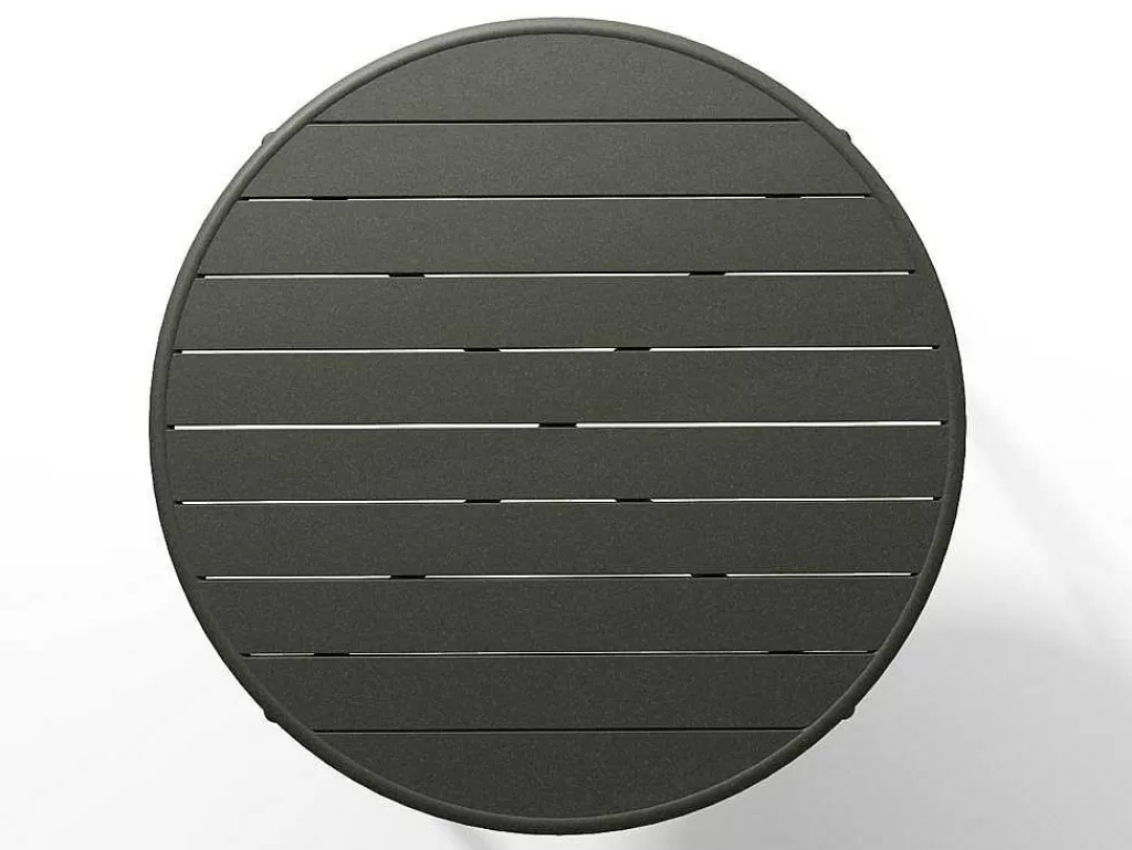 Conjunto Mesa E Cadeiras De Jardim*MYLIA Conjunto De Jantar De Jardim Em Metal, Uma Mesa D. 110 Cm E 4 Cadeiras Empilhaveis, Cinzento-Escuro - Mirmande
