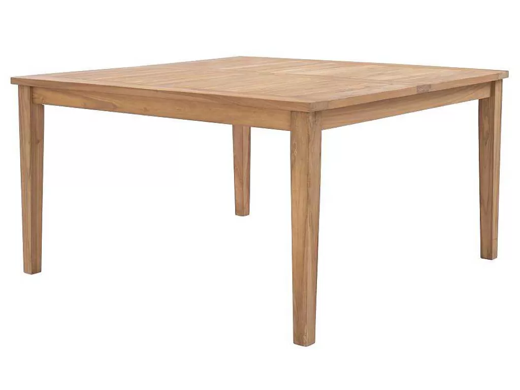 Conjunto Mesa E Cadeiras De Jardim*MYLIA Conjunto De Jantar De Jardim Em Teca, 1 Mesa Quadrada + 8 Cadeiroes, Natural Claro - Allende