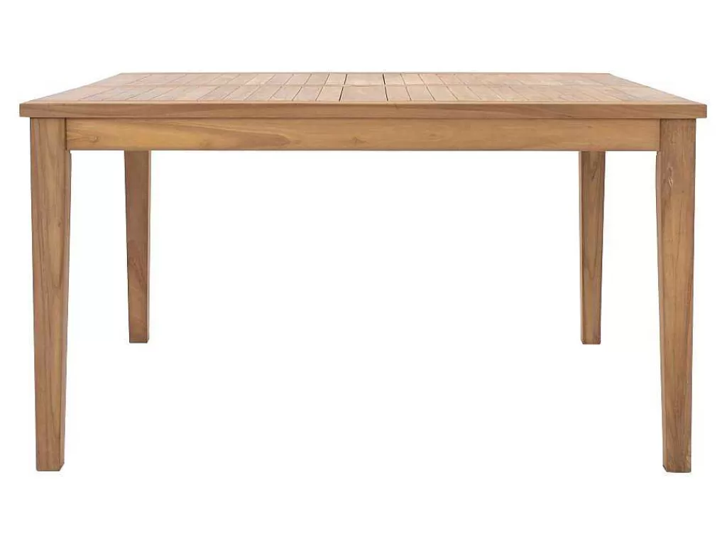Conjunto Mesa E Cadeiras De Jardim*MYLIA Conjunto De Jantar De Jardim Em Teca, 1 Mesa Quadrada + 8 Cadeiroes, Natural Claro - Allende