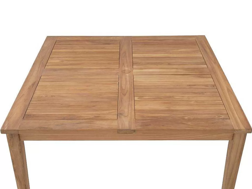 Conjunto Mesa E Cadeiras De Jardim*MYLIA Conjunto De Jantar De Jardim Em Teca, 1 Mesa Quadrada + 8 Cadeiroes, Natural Claro - Allende