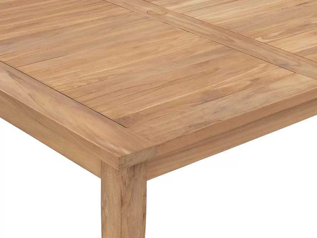 Conjunto Mesa E Cadeiras De Jardim*MYLIA Conjunto De Jantar De Jardim Em Teca, 1 Mesa Quadrada + 8 Cadeiroes, Natural Claro - Allende