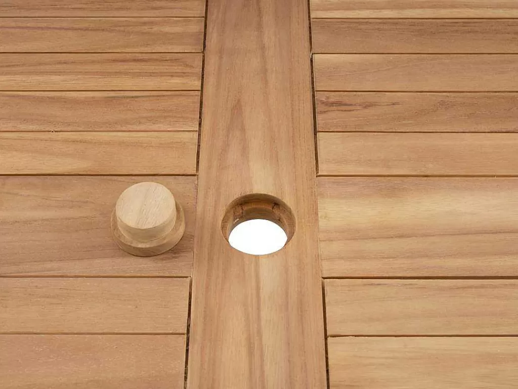 Conjunto Mesa E Cadeiras De Jardim*MYLIA Conjunto De Jantar De Jardim Em Teca, 1 Mesa Quadrada + 8 Cadeiroes, Natural Claro - Allende