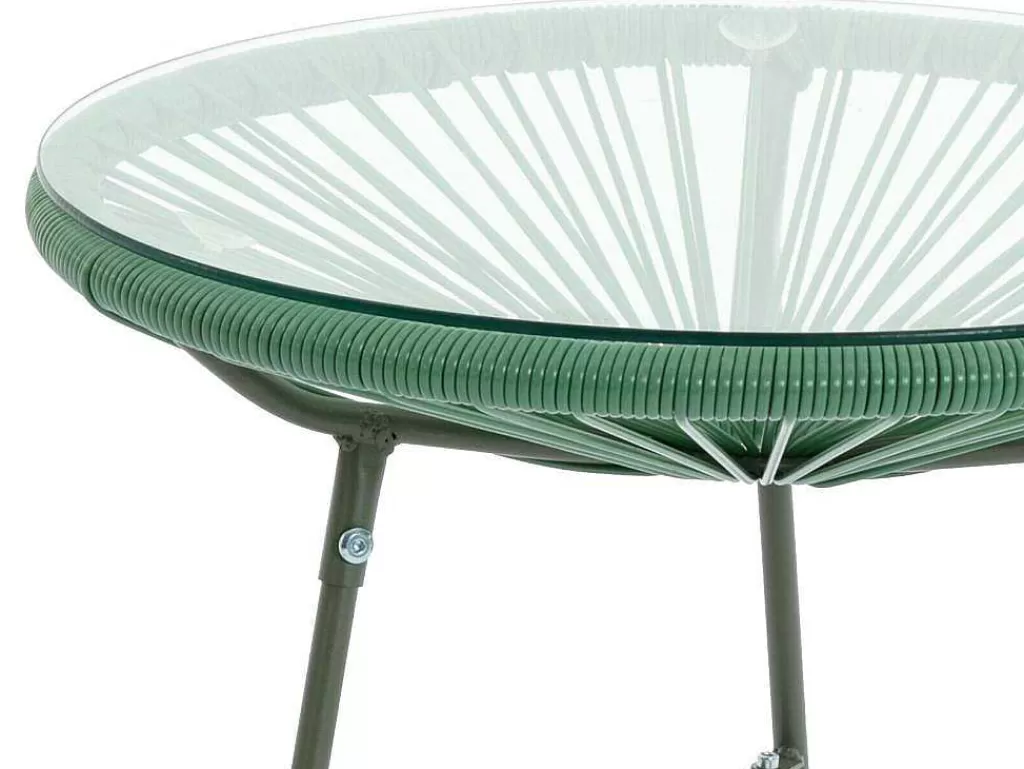Conjunto Relax De Jardim*MYLIA Conjunto De Jardim Em Fios De Resina Entrancados, 2 Cadeiroes, Um Banco E Uma Mesa Caqui - Alios Iii De