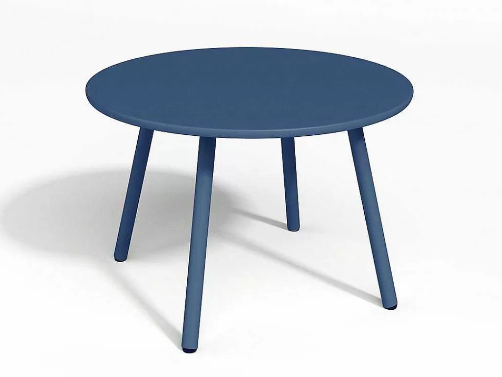 Conjunto Relax De Jardim*MYLIA Conjunto De Jardim Em Metal, 2 Cadeiroes Baixos Empilhaveis E Mesas De Encaixar, Azul-Escuro - Mirmande