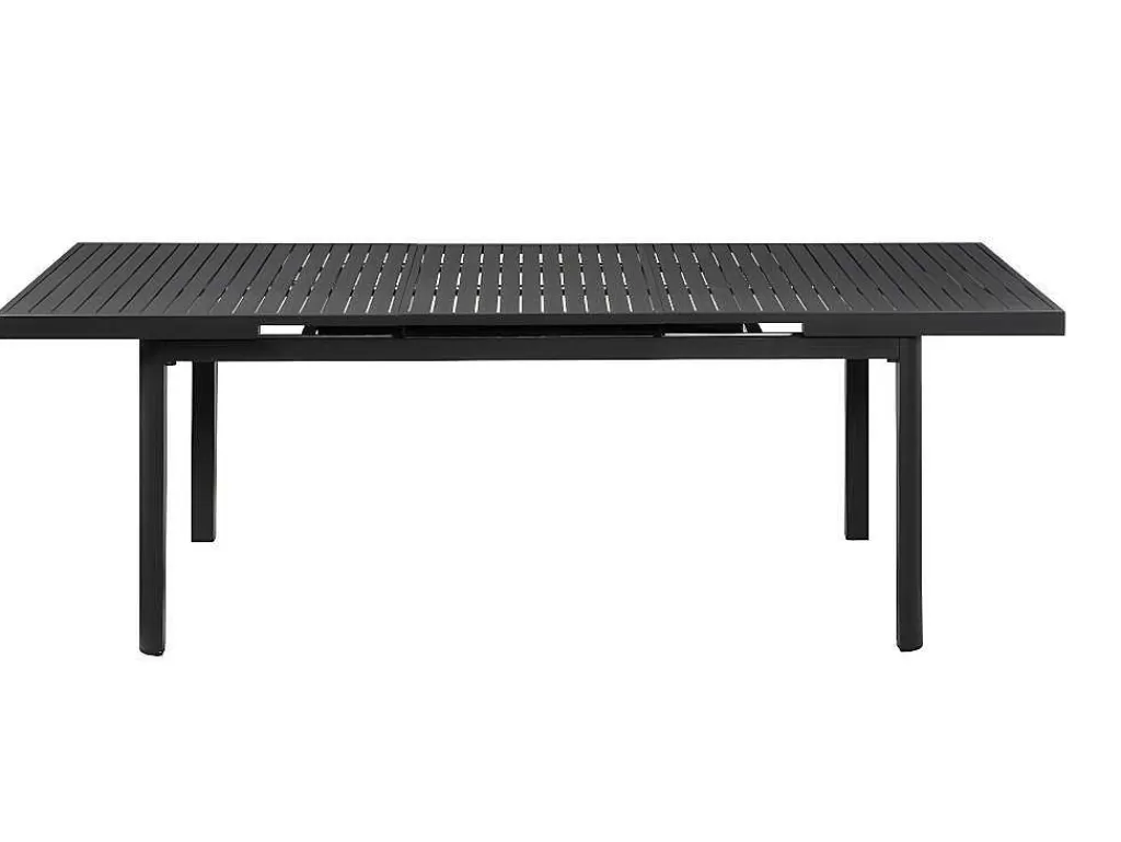 Conjunto Mesa E Cadeiras De Jardim*MYLIA Conjunto De Jardim Mesa E Cadeiras De Jardim Em Aluminio: Uma Mesa Extensivel 180/240 Cm E 8 Cadeiras Empilhaveis - Cinza Escuro - Nauru