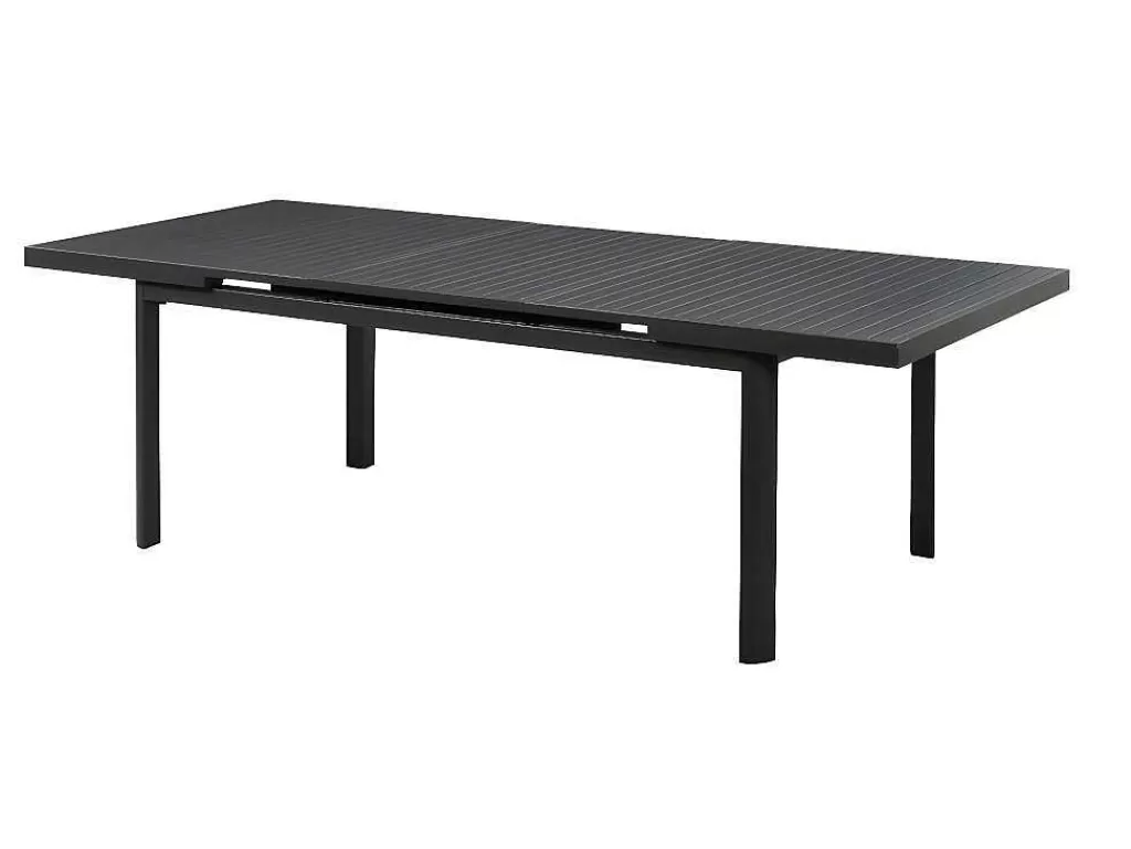 Conjunto Mesa E Cadeiras De Jardim*MYLIA Conjunto De Jardim Mesa E Cadeiras De Jardim Em Aluminio: Uma Mesa Extensivel 180/240 Cm E 8 Cadeiras Empilhaveis - Cinza Escuro - Nauru