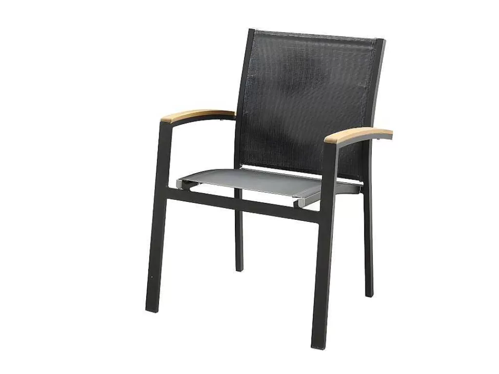 Conjunto Mesa E Cadeiras De Jardim*MYLIA Conjunto De Jardim Mesa E Cadeiras De Jardim Em Aluminio: Uma Mesa Extensivel 180/240 Cm E 8 Cadeiras Empilhaveis - Cinza Escuro - Nauru