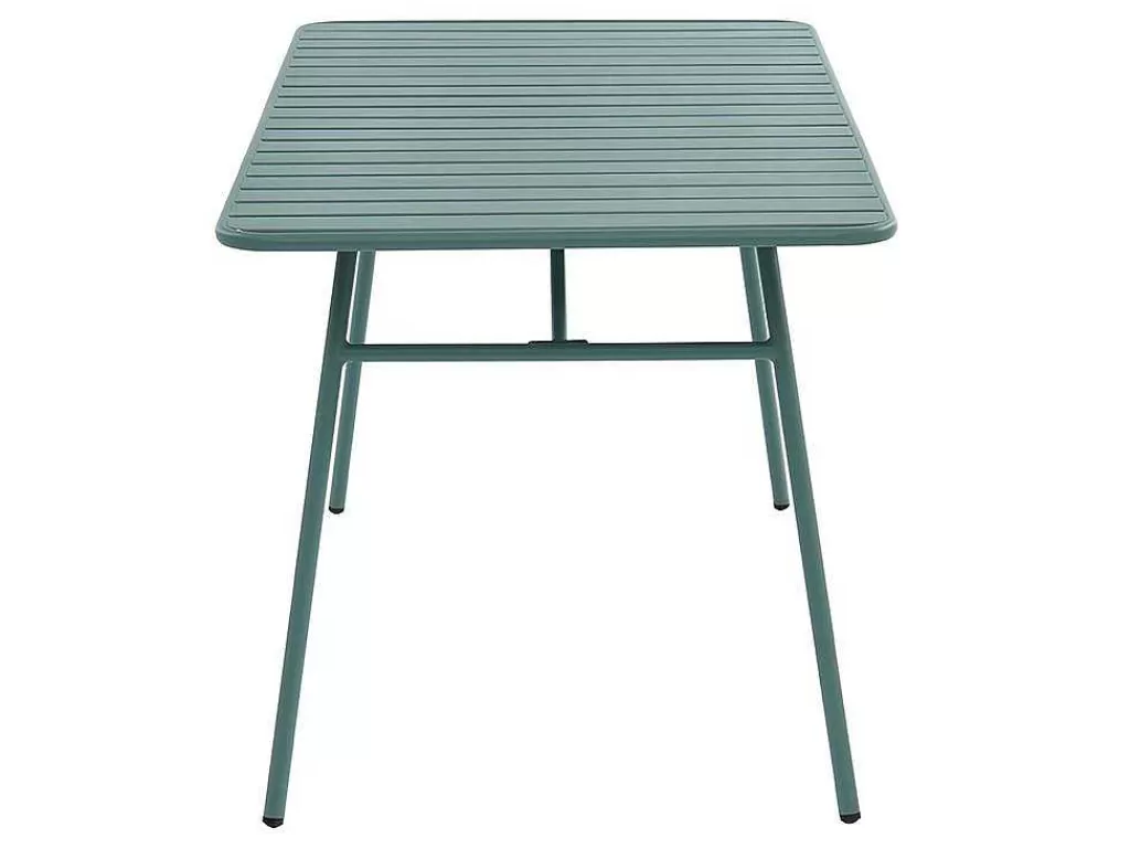 Conjunto Mesa E Cadeiras De Jardim*MYLIA Conjunto De Jardim, Mesa E Cadeiras De Jardim Em Metal: Uma Mesa C.160 Cm Com 2 Cadeiroes Empilhaveis E 4 Cadeiras Empilhaveis Cor Verde Amendoa - Mirmande