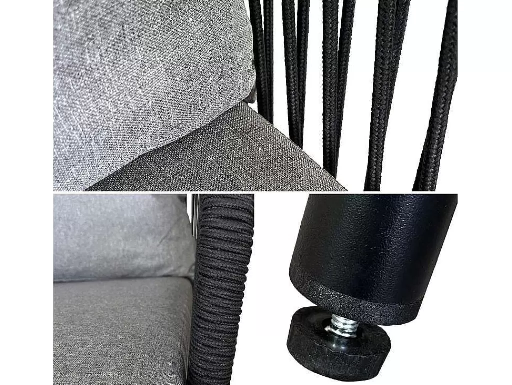 Conjunto Relax De Jardim*Happy Garden Conjunto De Moveis De Corda Ouvea Cinzento Escuro - 4 Lugares