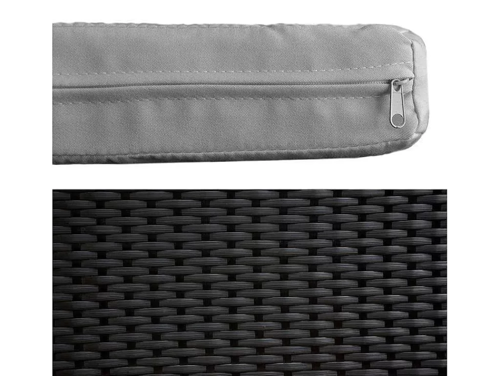 Conjunto Relax De Jardim*Happy Garden Conjunto De Moveis De Jardim Corfou Em Resina Tecida Preta 4 Lugares - Almofadas Cinzentas