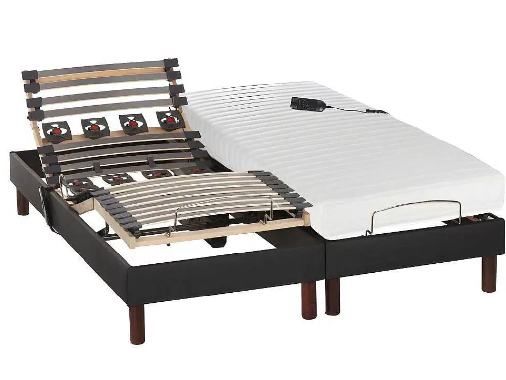 Cama Articulada*DREAMEA Conjunto De Relaxamento Com Camada Superior Em Látex Tecido Antracite Uranus Da - 2X80X200 Cm