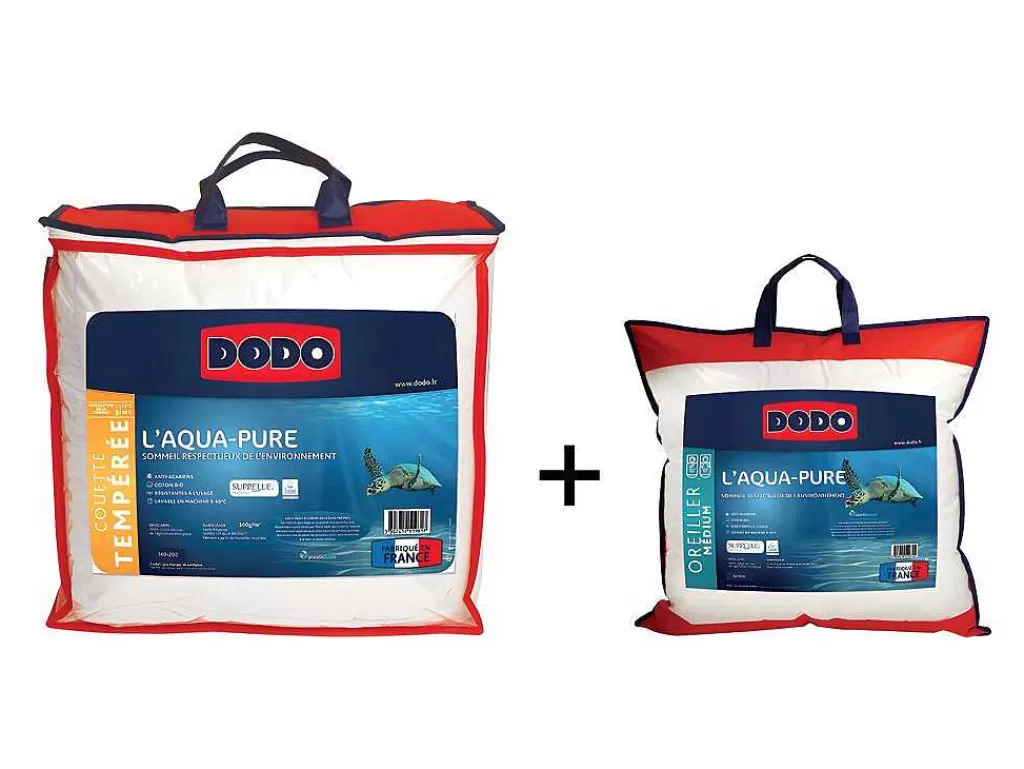 Almofada*DODO Conjunto Edredão Temperado 140X200 + 1 Almofada 60X60 Aqua-Pure - Capa 100% Algodao Biologico